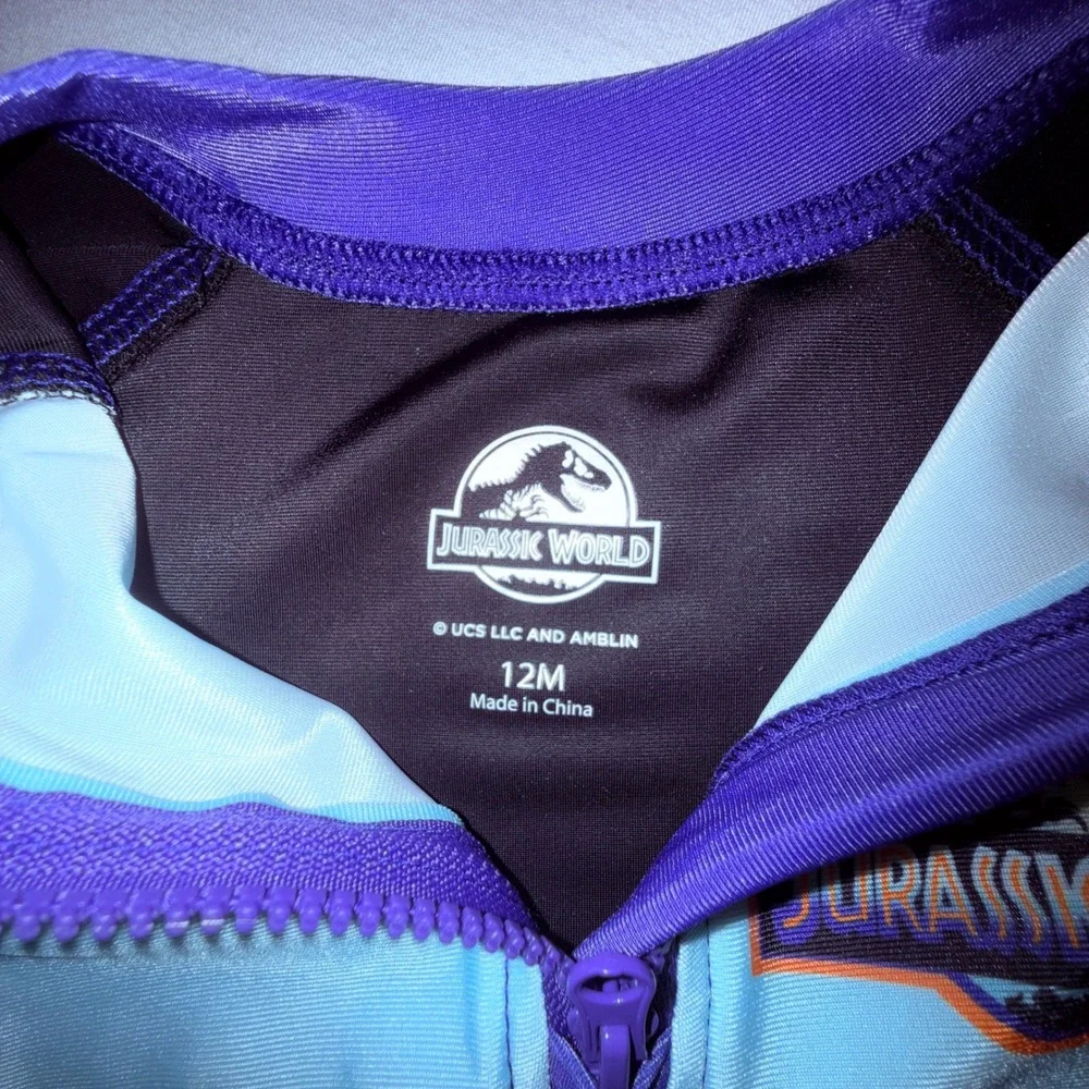 Jurassic World Swimwear Set Kids 12M Blue NEW UPF 50+ Dinosaur 2pc‎ Rash Guard